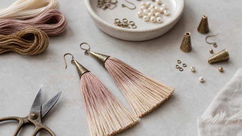 Creating Tassel Earrings with Embroidery Floss and Metal Cones