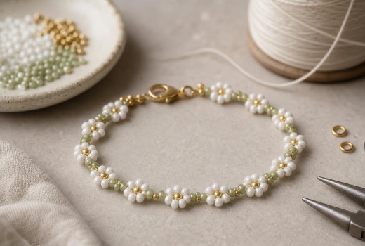 Easy Beaded Daisy Chain Bracelet Step-by-Step Tutorial