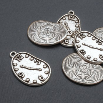 Findings Pendant Clock, diameter 17×28mm +/- pack 20g 6pcs (+/-)