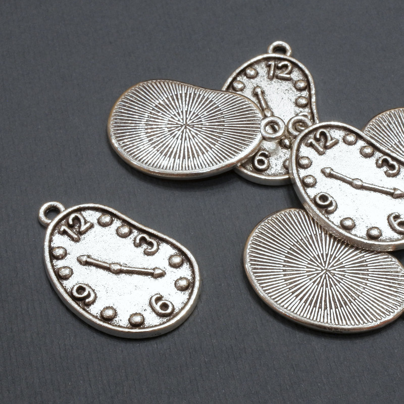 Findings Pendant Clock, diameter 17×28mm +/- pack 20g 6pcs (+/-)