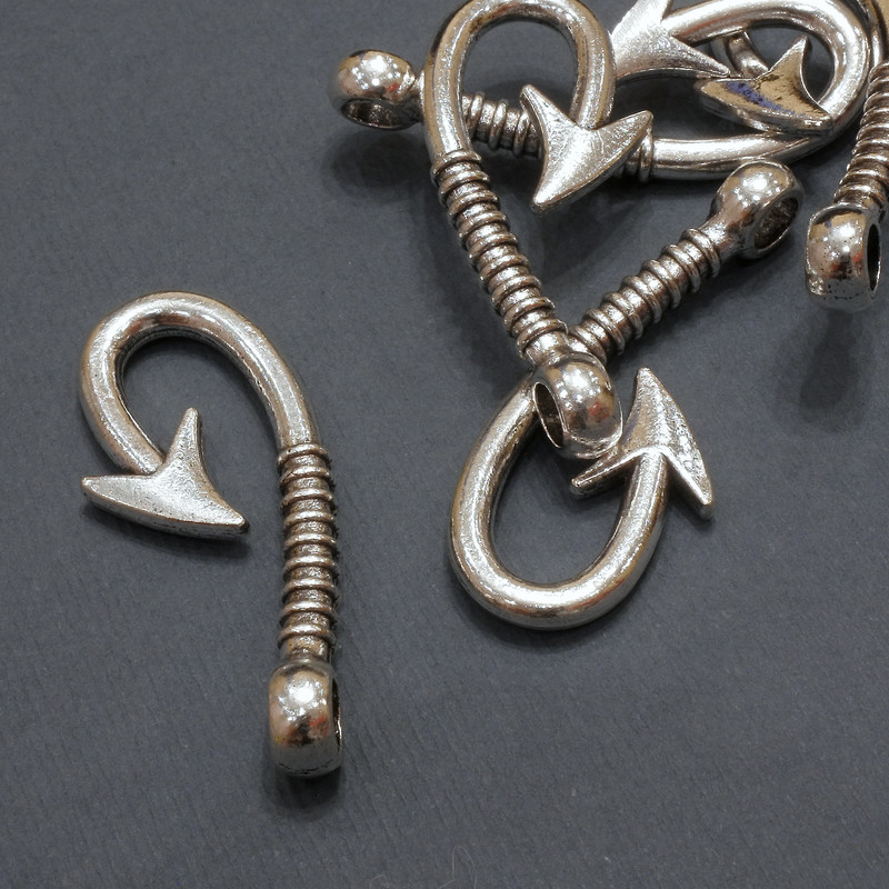 Hook Charm Finding, diameter 16x39mm+/- pack 20g 5pcs (+/-)