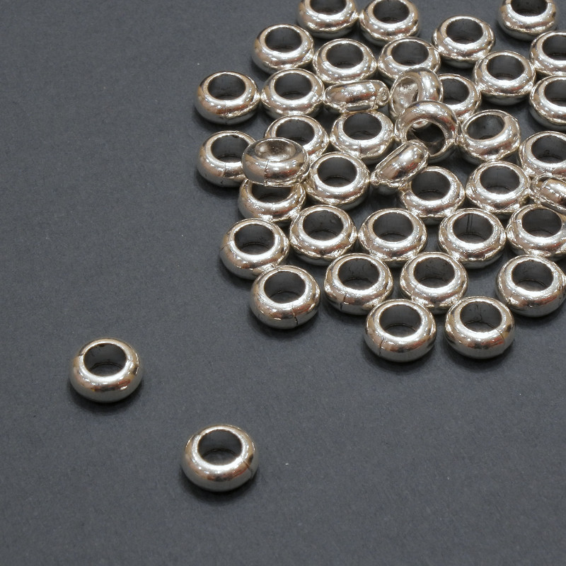 Pandora-style Bead Finding, 7×3mm Diameter, 3.7mm Hole, 20g Pack of 52 pcs (+/-)