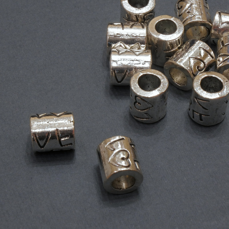 Pandora "Love" Bead Finding, diameter 8x9mm, hole d-4.5mm, pack 20g 12pcs (+/-)