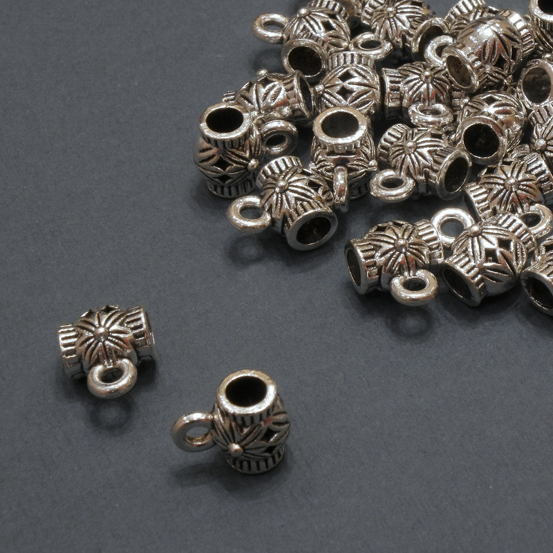 Bail Holder Finding, 6x8mm, Hole Dia 3.3mm, Pack 20g 25pcs (+/-)