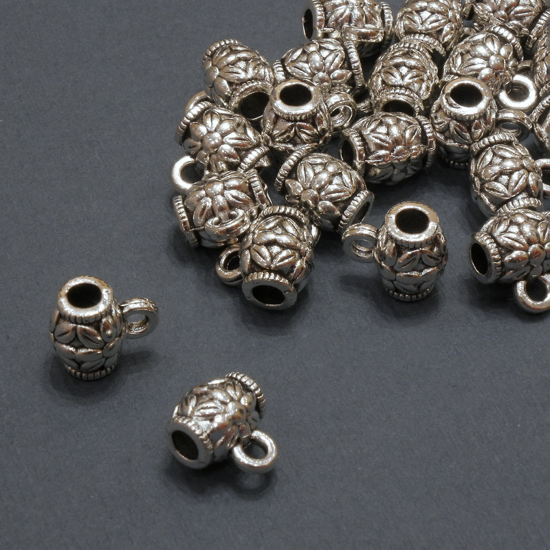 Bail Holder Finding, 7x8mm, Hole Dia 2.7mm, Pack 20g 21pcs (+/-)