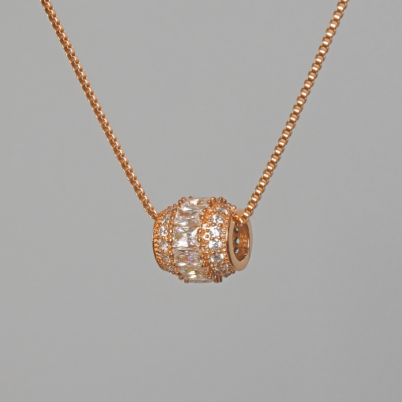 Xuping Chain with Pendant, White Rhinestones and Crystals, Diameter 8.5x9mm+/-, Length 39-45cm+/-, Thickness 1mm+