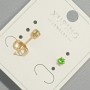 Xuping Stud Earrings with Green Crystal, Diameter 4mm+/- 18K Gold Plated