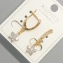 Xuping "Flower" Earrings with White Rhinestones, Diameter 8mm+/-, Length 29mm 18K Gold Plated