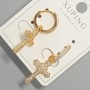 Xuping "Cross" Earrings with White Rhinestones, Diameter 12x22mm+/-, Length 30.5mm 18K Gold Plated