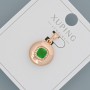 Xuping Pendant with Green Crystal and White Rhinestones, diameter 14mm+/-, length 20mm+/- 18K gold plating