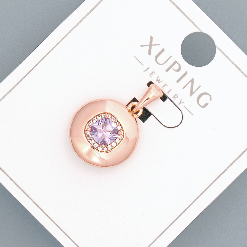 Xuping Pendant with Lilac Crystal and White Rhinestones, diameter 14mm+/-, length 20mm+/- 18K gold plating