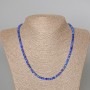 Lapis Lazuli Necklace, natural stone, faceted cube, diameter 4mm+/-, length 48cm+
