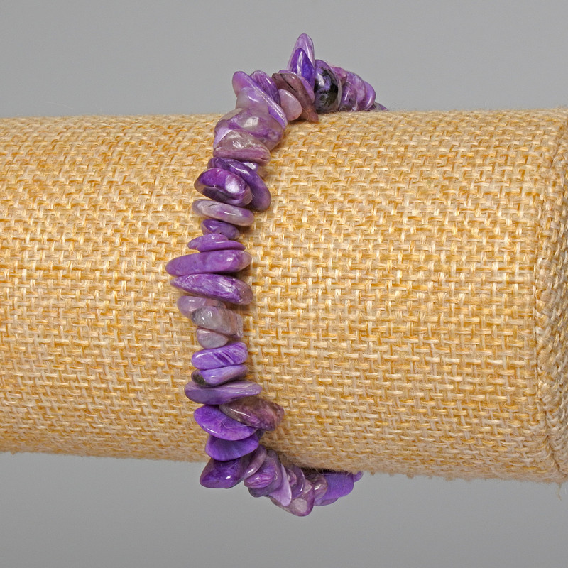 Charoite Natural Stone Chip Bracelet, diameter 8x2mm+-, length 18cm+- (stretch)
