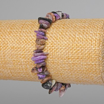 Charoite Bracelet, natural stone chips, diameter 9x2mm+/-, length 18cm+/- (stretch)
