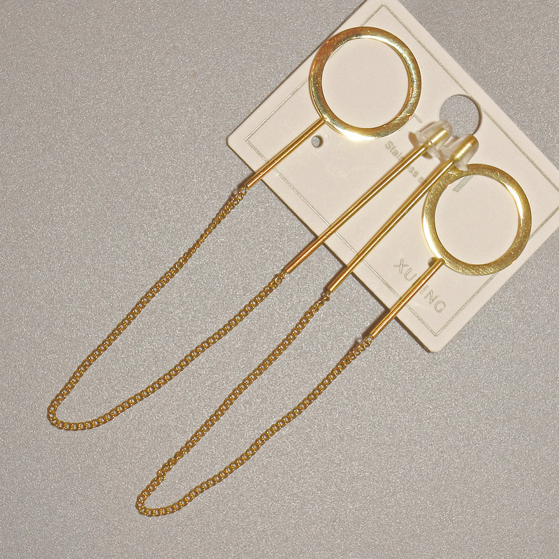 Xuping Earrings, diameter 15mm+/-, length 10.5cm+/- 18K gold plated