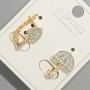 Xuping "Umbrella" Earrings with White Rhinestones, diameter 11.5x15mm+/- 18K gold plating and rhodium