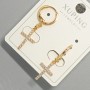 Xuping "Cross" Earrings with White Rhinestones, Diameter 9x15mm+/-, Length 30mm+/- 18K Gold Plated