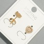 Xuping "Heart" Stud Earrings with White Rhinestones, Diameter 8x8mm+/- 18K Gold Plated