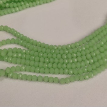 Czech Crystal Beads Light Green Matte "Rondelle", diameter 6x4.5mm, length 41cm