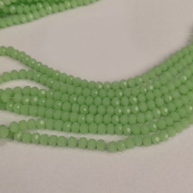 Czech Crystal Beads Light Green Matte "Rondelle", diameter 6x4.5mm, length 41cm