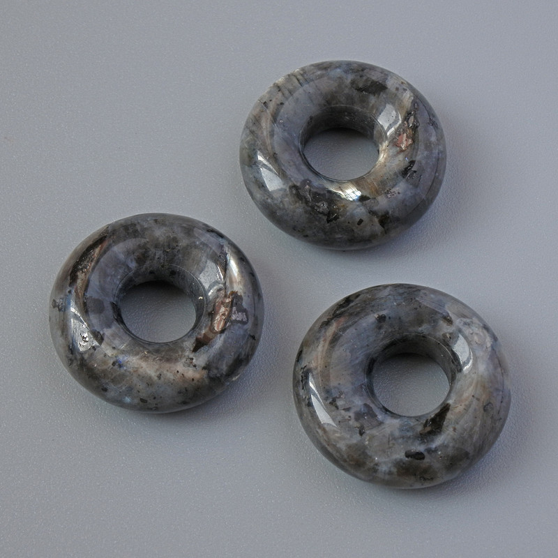 Pandora Bead Larvikite Natural Stone, diameter 15x5mm, hole diameter-5.2mm+