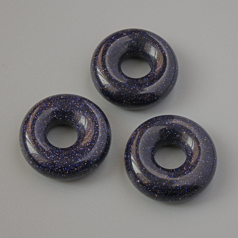 Pandora Bead Aventurine Blue Sand Cairo Night (synthetic), diameter 15x5mm, hole diameter 5.2mm+