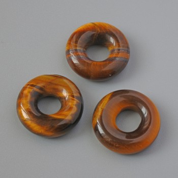 Donut Bead Tiger's Eye Natural Stone, diameter 15x4mm, hole diameter 5.2mm+