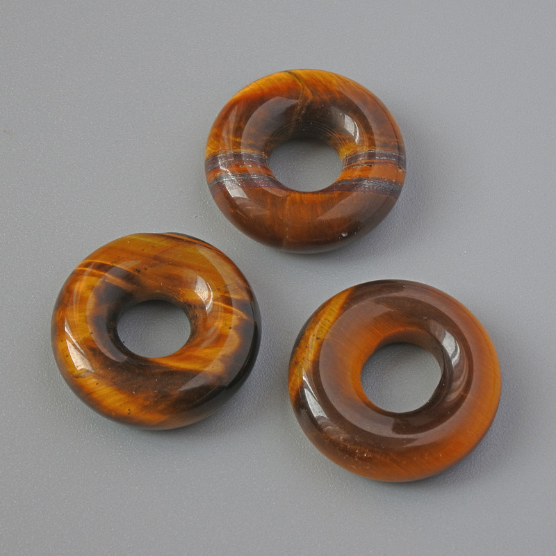 Donut Bead Tiger's Eye Natural Stone, diameter 15x4mm, hole diameter 5.2mm+