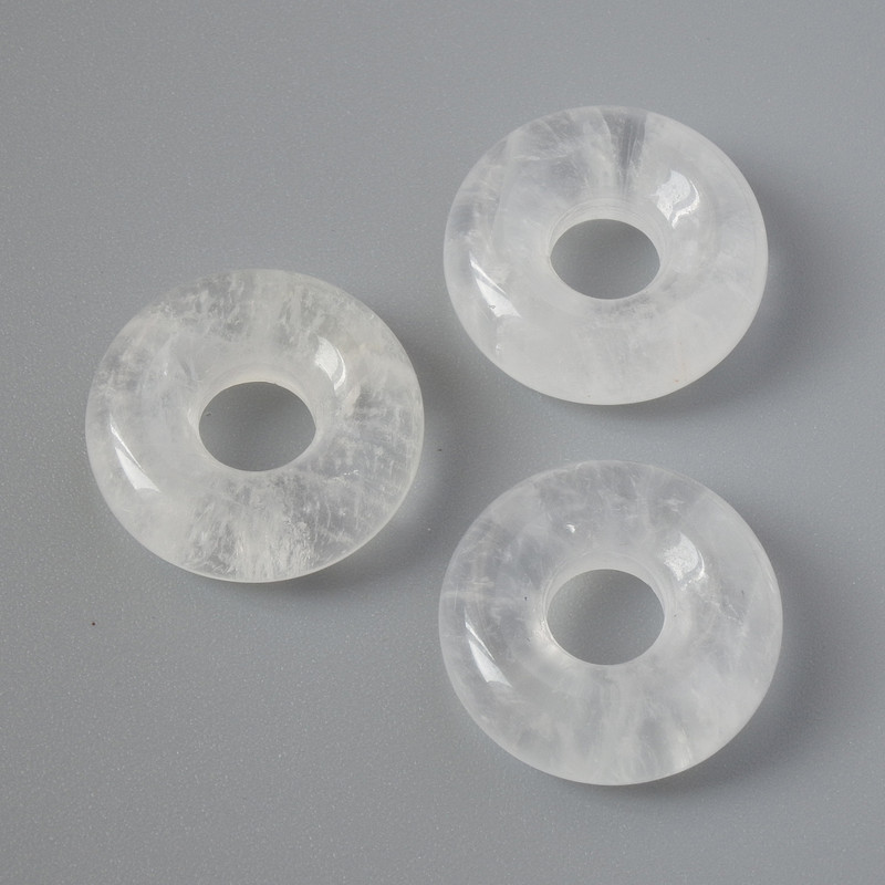 Pandora Bead Rock Crystal Natural Stone, diameter 15x5mm, hole diameter 5mm+
