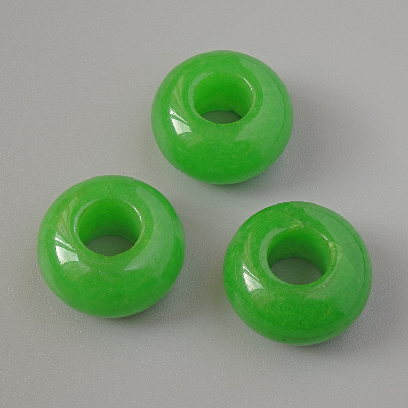 Pandora Bead Chrysoprase Natural Stone, diameter 14x7mm, hole diameter 5.7mm+