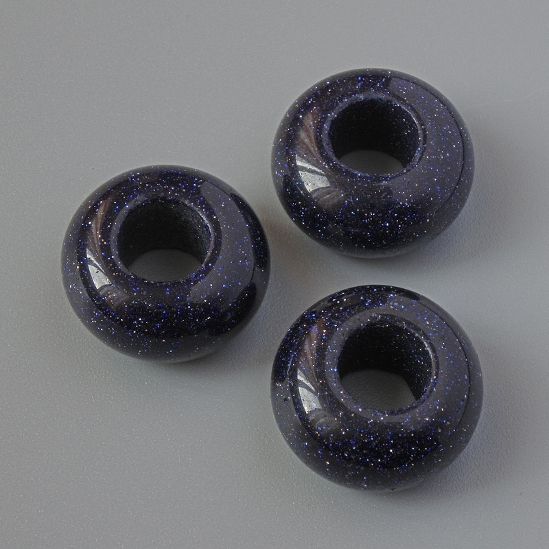 Pandora Bead Aventurine Blue Sand Cairo Night (synthetic), diameter 14x7mm, hole diameter 5.5mm+