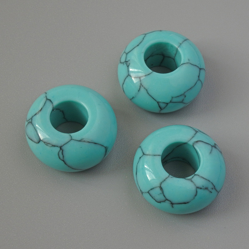 Pandora Bead Turquoise, diameter 14x7mm, hole diameter 5.5mm+