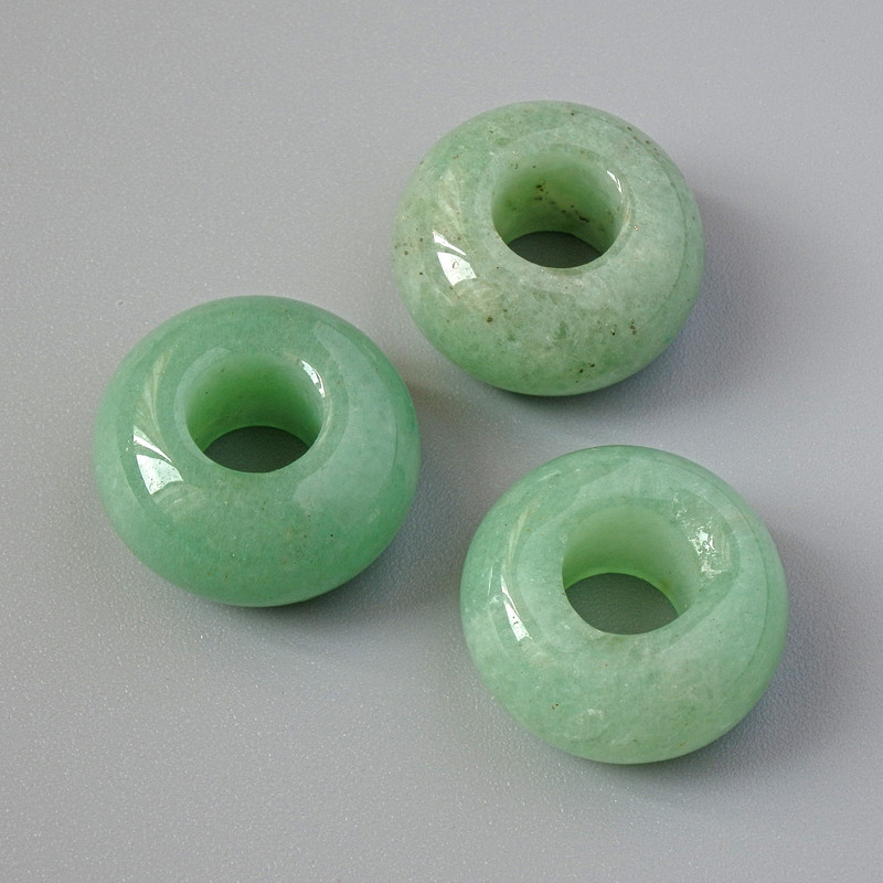 Pandora-Style Bead Jade Natural Stone, diameter 14x7.5mm, hole diameter 5.5mm+