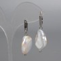 Baroque Pearl Earrings with a Petrol Tint, diameter 18mm+/-, length 38mm+/-, English lock