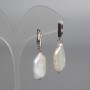 Baroque Pearl Earrings with a Petrol Tint, diameter 14.5x23mm+/-, length 40mm+/-, English lock