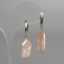 Baroque Pearl Earrings with a Petrol Tint, diameter 14x22mm+/-, length 42mm+/-, English lock