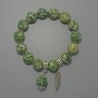 Moss Agate (artificial) Bracelet, smooth bead, diameter 12.5mm+-, length 18cm+- (stretch) with metal inserts