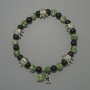 Moss Agate and Shungite (artificial) Bracelet, smooth bead, diameter 6mm, 6.5mm+-, length 18cm+- (stretch) with metal inserts
