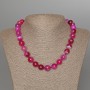 Raspberry Agate Necklace, natural stone smooth bead, diameter 12mm+/-, length 47cm+