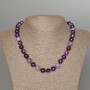 Purple Agate Necklace, natural stone smooth bead, diameter 10mm+/-, length 47cm+