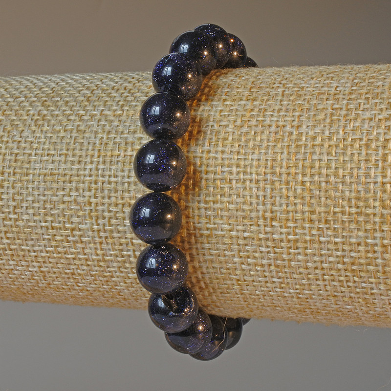 Aventurine Blue Sand Night of Cairo Bracelet (synthetic) smooth bead, diameter 10mm+-, length 18cm+- (stretch)