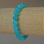 Aquamarine Bracelet, natural stone smooth bead, diameter 8.5mm+/-, length 18cm+/- (stretch)