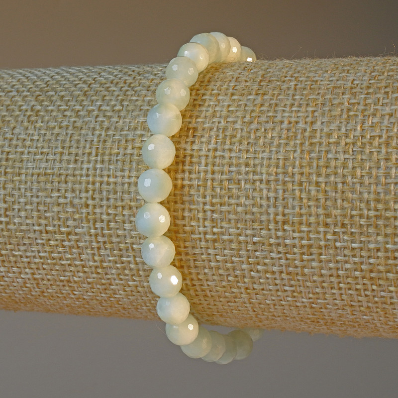 Angelite Natural Stone Bracelet, faceted bead, diameter 6mm+-, length 18cm+- (stretch)