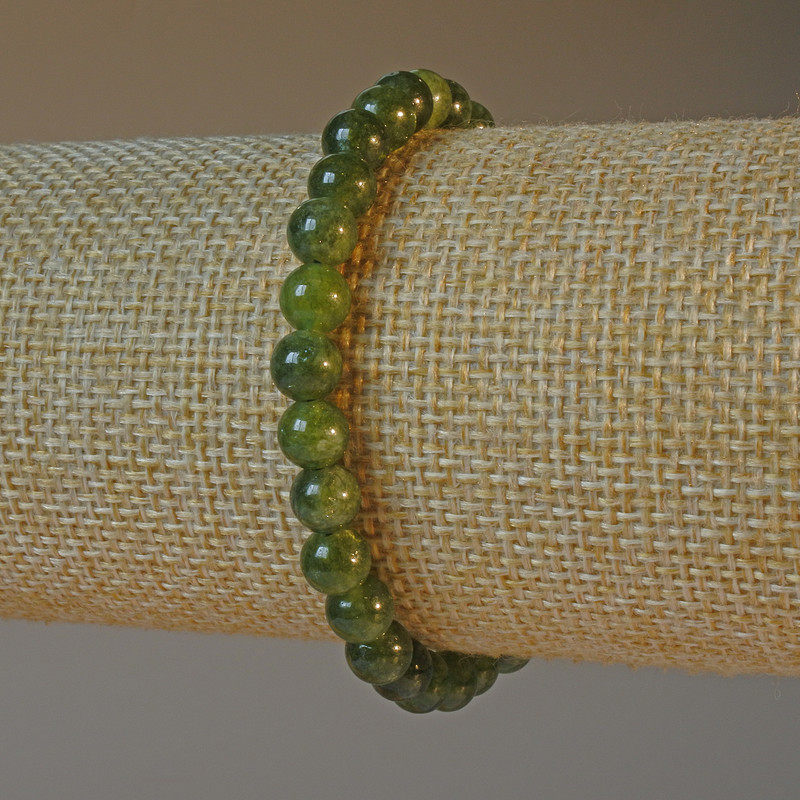 Jadeite Bracelet, natural stone smooth round beads, diameter 6.5mm+-, length 18cm+- (stretch)