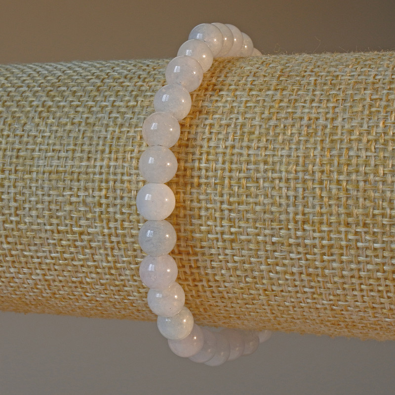 Aquamarine Bracelet, natural stone smooth round beads, diameter 6.5mm+-, length 18cm+- (stretch)