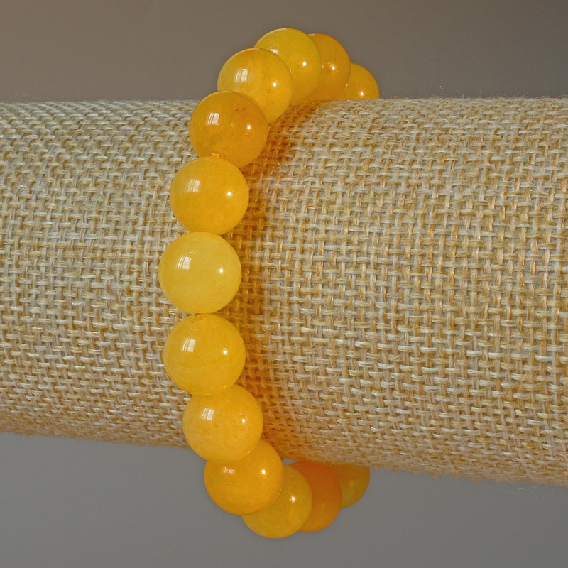 Citrine Bracelet, smooth round beads, diameter 10.5mm+-, length 18cm+- (stretch)