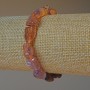 Amethyst and Strawberry Quartz Bracelet, natural raw stone tumbled beads, diameter 9x13mm+-, length 18cm+- (stretch)