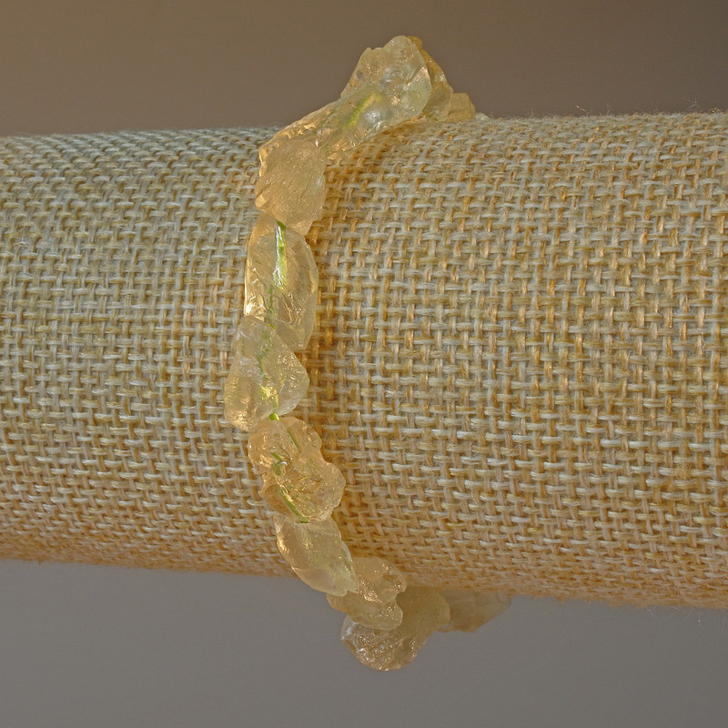 Citrine Quartz Bracelet, natural raw stone, tumbled, diameter 6x9mm+/-, length 18cm+/- (stretch)