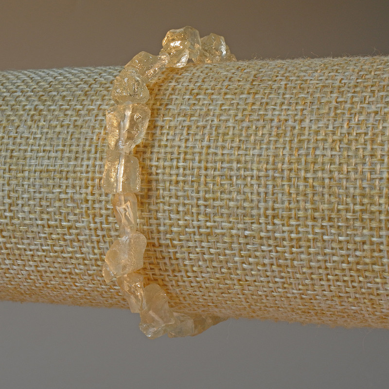 Citrine Quartz Bracelet, natural raw stone, tumbled, diameter 6x7mm+/-, length 18cm+/- (stretch)