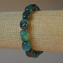 Green Agate Bracelet, natural stone bar, diameter 9x12mm+/-, length 18cm+/- (stretch)
